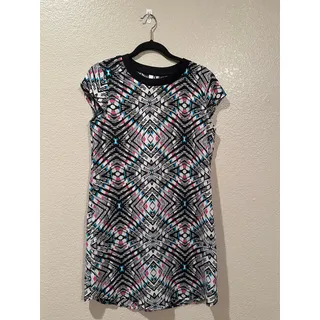 Photo of Xhilaration Illusion Bold color black white neon shirt dress sz M