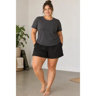 Photo of Terra & Sky black linen blend shorts 3X 