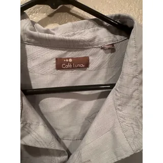 Photo of Cafe Luna Light Blue Grey Banana Leaf Hawaiian Playera Shirt Sz 2X