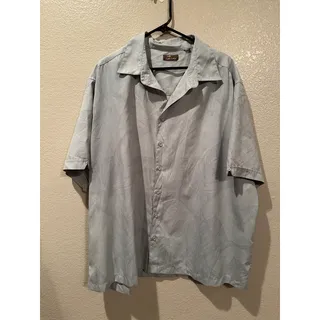 Photo of Cafe Luna Light Blue Grey Banana Leaf Hawaiian Playera Shirt Sz 2X