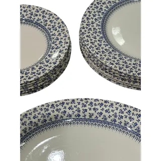 Photo of Vintage English Ironstone Provence Blue Set – 6 Dinner + 6 Side Plates + Platter