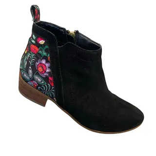 Photo of Inkkas Ankle Booties Women Sz 8 Black Suede Rooster Block Heel