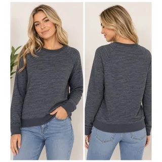 Photo of Project Social T Women's XS Gray Black Heathered Raglan Sweatshirt Pullover