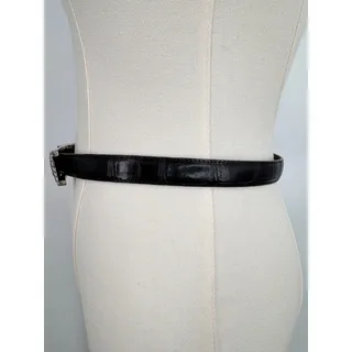Photo of Brighton belt women's small 28 croc embossed ornate silver tone filigree leather