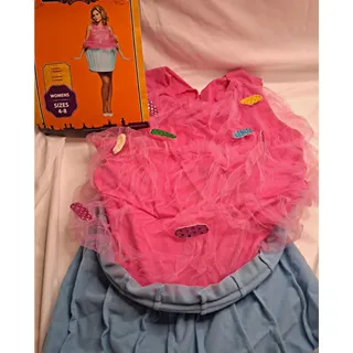 Photo of Cupcake Halloween Costume Women's Adult Small 4-8 Pink Blue Dress With Sprinkles