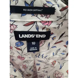 Photo of Lands' End No Iron Supima Floral Button Down Shirt Size 10