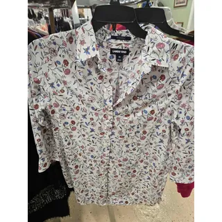 Photo of Lands' End No Iron Supima Floral Button Down Shirt Size 10
