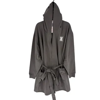 Photo of Savage X Fenty Women XL/1X Forever Savage Showgirl Short Robe Hooded Dark Gray