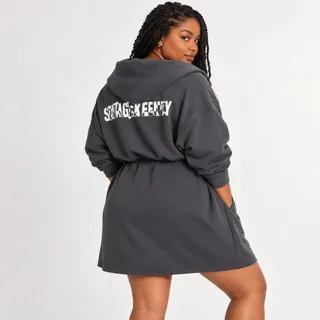 Photo of Savage X Fenty Women XL/1X Forever Savage Showgirl Short Robe Hooded Dark Gray