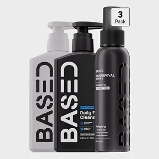 Photo of BASED Bodyworks Skincare Trio Cleanser Moisturizer Spray Hypochlorous Acid