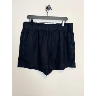 Photo of J.CREW Black 100% Linen Pull On Shorts Size Large Coastal Resort