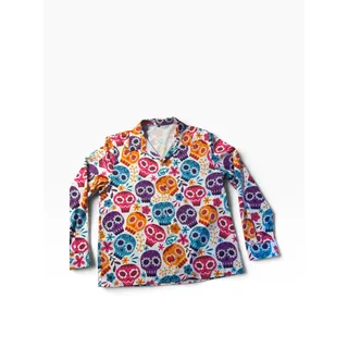 Photo of Sugar Skull Shirt Men L Multicolor Day of the Dead Long Sleeve Button Up