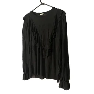 Photo of Zara Black Layered Ruffled Detail Dressy Long Sleeve Blouse Women Sz S