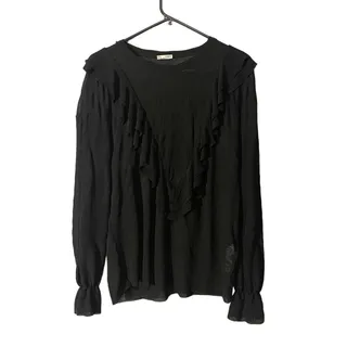 Photo of Zara Black Layered Ruffled Detail Dressy Long Sleeve Blouse Women Sz S