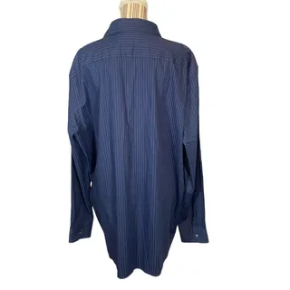 Photo of Apt. 9 Premier Flex Men’s Navy Blue Striped Slim Fit Collared Button Up Shirt Size XXL