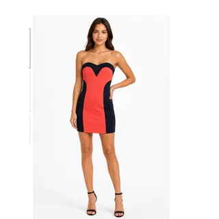 Photo of City Triangles Orange And Blue  Strapless Bodycon Dress Like New
