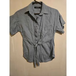 Photo of Lauren Ralph Lauren Linen Tie-Front Short Sleeve Shirt PXS