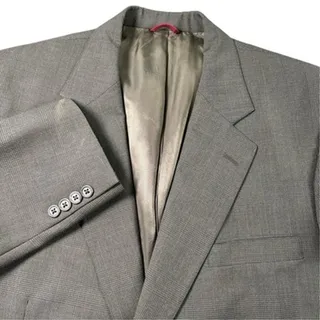 Photo of Vtg Jos A Bank Wool Blazer Glen Plaid 42L Sport Jacket Coat 80s Size tag missing