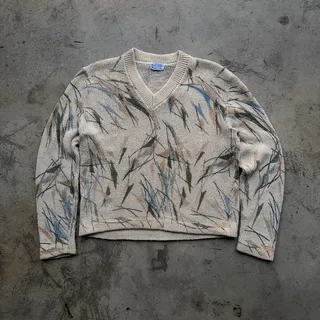 Photo of 60s Fleetwood Abstract Crop V-Neck Sweater Womens M