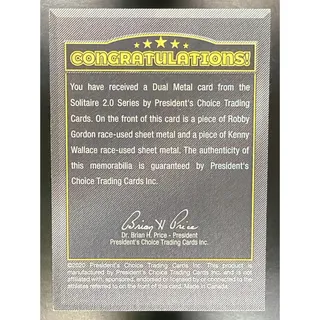 Photo of 2020 President's Choice Dual Metal Robby Gordon / Kenny Wallace 1/1