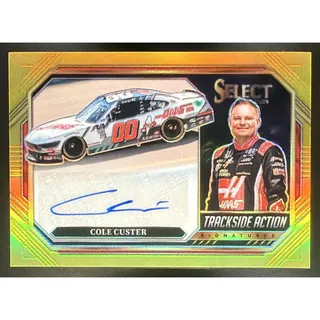 Photo of 2024 Panini Select Cole Custer Trackside Action Signatures Gold Prizms /10
