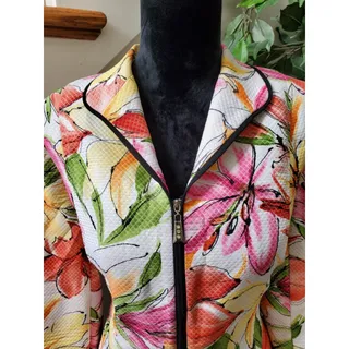 Photo of Requirements Women's Floral Polyester Long Sleeve Full Zip Front Casual Jacket L