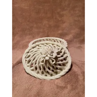 Photo of Vintage White Capodimonte Covered Porcelain Wicker Basket