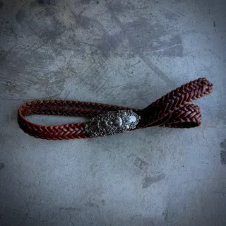 Photo of 90s Renaissance Braided Leather Belt 1997 Silver Buckle Womens M