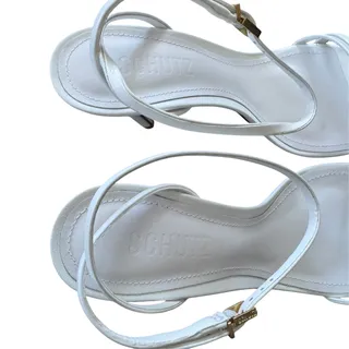 Photo of NEW Schutz Altina Ankle Strap Heeled Sandal White Leather
