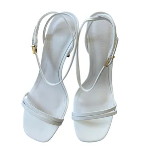 Photo of NEW Schutz Altina Ankle Strap Heeled Sandal White Leather
