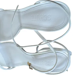 Photo of NEW Schutz Altina Ankle Strap Heeled Sandal White Leather