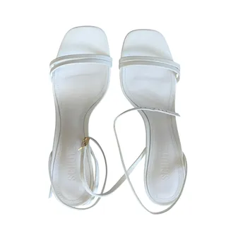 Photo of NEW Schutz Altina Ankle Strap Heeled Sandal White Leather