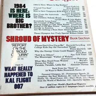 Photo of Reader's Digest January 1984 Vintage Magazine KAL 007 Back Issue Collectible