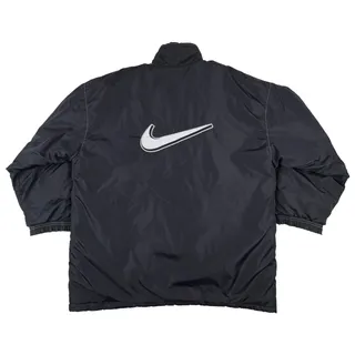 Photo of Vintage 90s Nike Reversible Puffer Jacket Mens L Big Swoosh Reflective Black