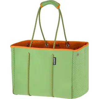 Photo of Neoprene Multipurpose Beach Bag Tote with Inner Zipper Pocket- Green / Orange