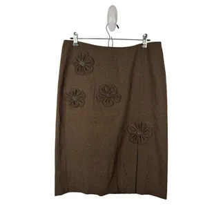 Photo of Vintage Womens Beaded Floral Wool Blend Pencil Midi Skirt Size 12 Heritage Prep