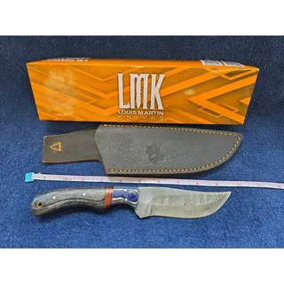 Photo of LMK 7675 Damascus Bowie Hunting Knife 9.5" Custom Forged Fixed Blade With Sheath