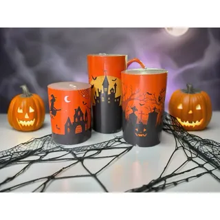 Photo of Halloween Fall Pillar Candles Set of 3 Soy Wax Graduated Sizes NIB