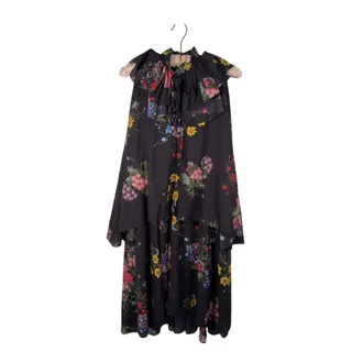 Photo of ERDEM x H&M 2017 Womens Floral Pleated Tiered Midi Dress Size 2 Black Romantic