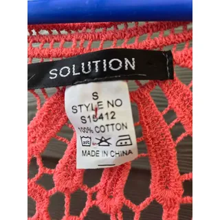 Photo of Solution Coral Crochet Long Sleeve Top Size S