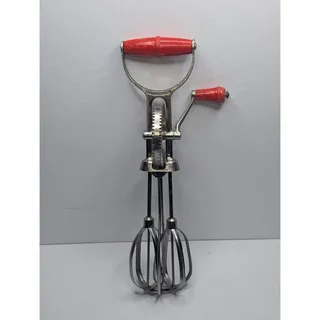 Photo of Superwhirl Egg Beater Hand Crank Mixer Red Wood Handles Rotary Kitchen Utensil