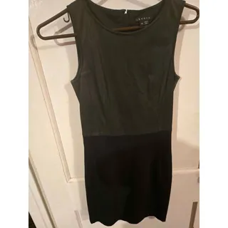 Photo of Theory Black Sleeveless Dress with Leather Bodice Size 00