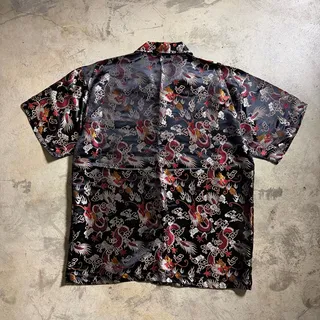 Photo of Y2K Street Culture Dragon Camp Shirt Rayon Nylon Black XL