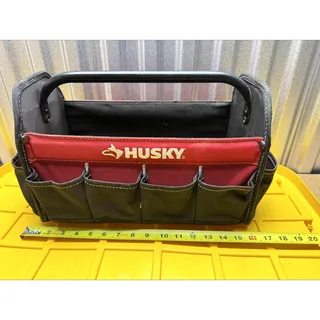 Photo of Husky Tool Tote Bag 15 Inch Open Top Red Black Storage Organizer Used