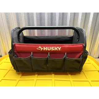 Photo of Husky Tool Tote Bag 15 Inch Open Top Red Black Storage Organizer Used
