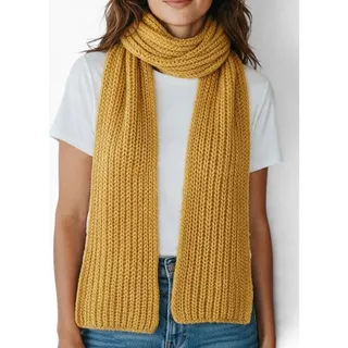 Photo of Women's One Size Solid Mustard Yellow Ribbed Knit Long Winter Scarf