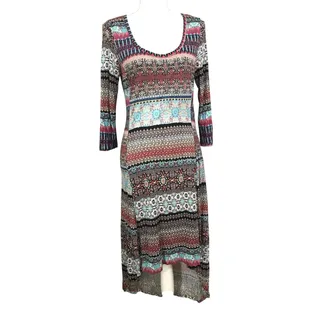 Photo of American Rag Women's Sedona Dress Multicolor 3/4 Sleeve Boho Western Large NWT