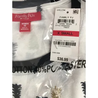 Photo of Family PJ's Macys Women's PJ Set White, Black Gold Long Sleeve Size XS NWT