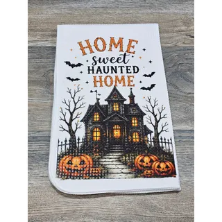 Photo of Home Sweet Haunted Home Halloween Towel Haunted House Pumpkin Decor