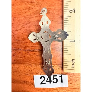 Photo of Vintage Large Silver Tone Crucifix Jesus Cross Pendant Lightweight
